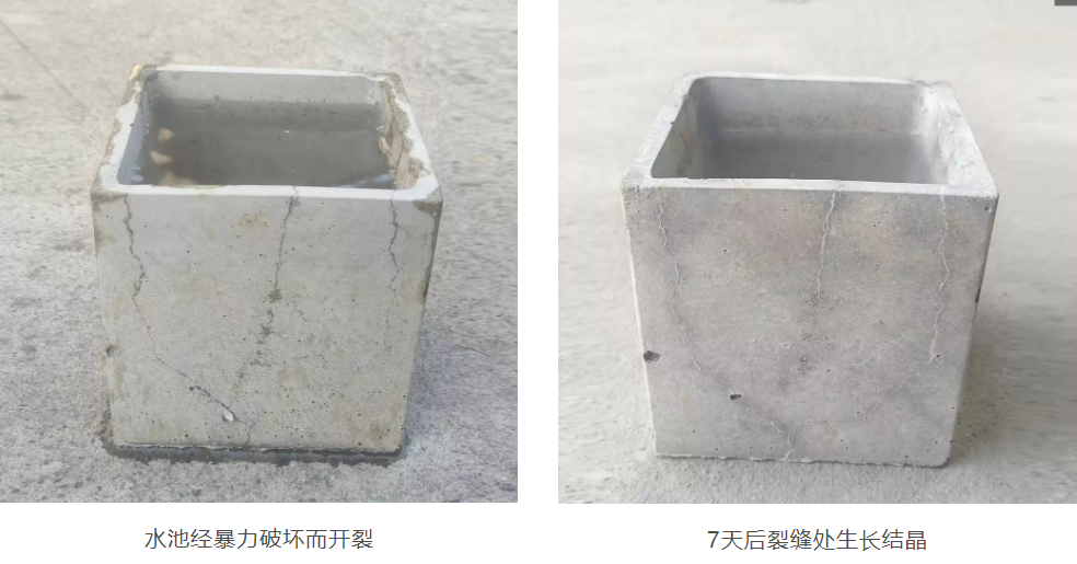 杜渗泰®材料在裂缝中自动修复封堵的全过程示意图